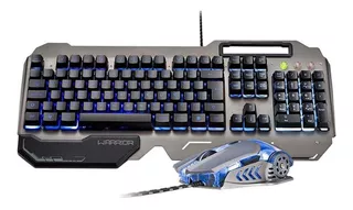 Teclado E Mouse Gamer Superfície Em Metal Warrior Ergonômico