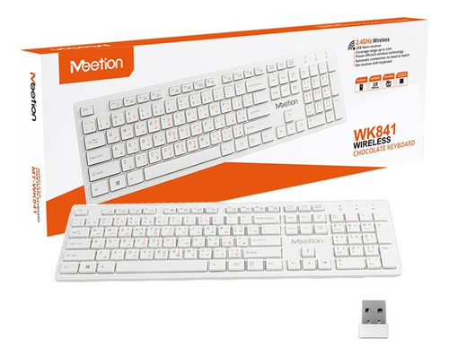 Teclado Multimedia Inalambrico Bluetooh Meetion Wk841 Febo Teclado Blanco Idioma Español