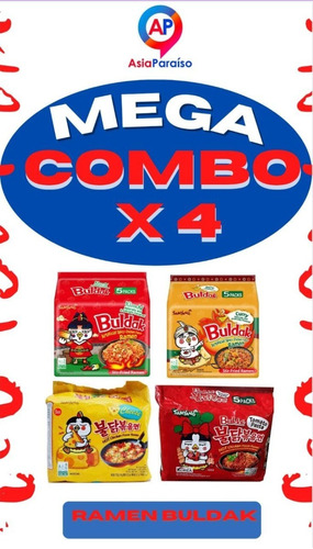 Combo Buldak X 4 Fideo Coreano - g a $486