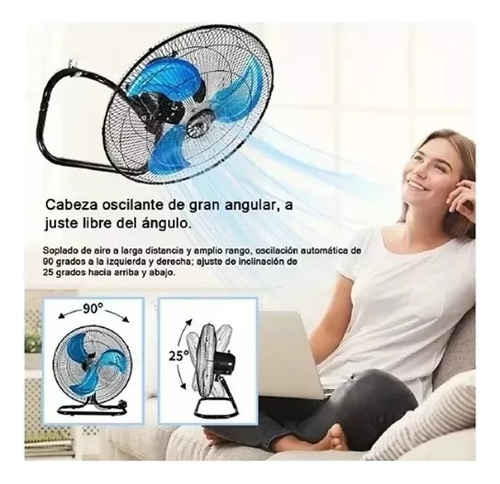 18 Ventilador De Pie 3 En 1 Aspa De Hierro 1.143 M 50 Negro Azul Metal 3