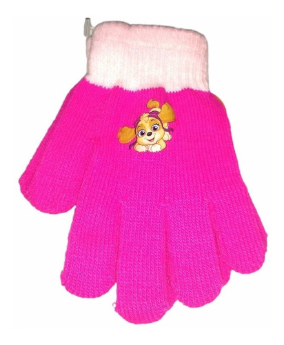 Guantes Tejido Largos Paw Patrol Rosa Y Fucsia 