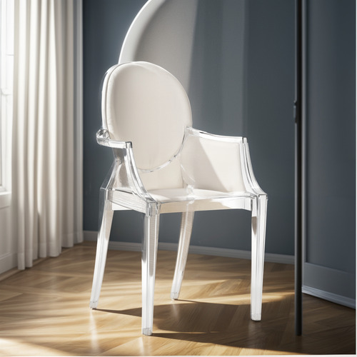 Silla Moderna Ghost 1 Pz Con Brazo Comedor Eventos Hogarden