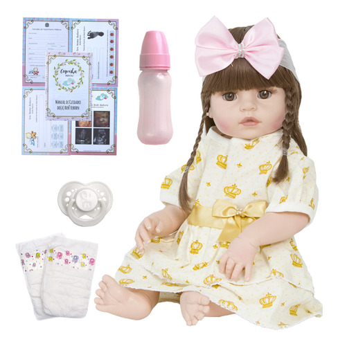 Boneca Reborn De Silicone Princesa Abigail Realista + Itens