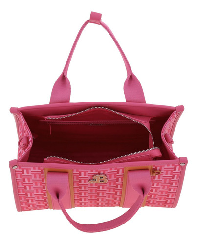 Bolso Tipo Satchel Barbie Gorétt Contraste Taylor P25 Rosa Chicle Lisa Níquel Rosa Chicle