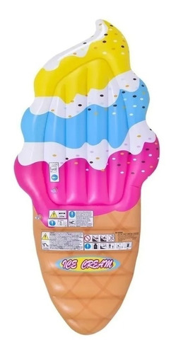 Imagen 2 de 4 de Helado Cono Inflable Colchoneta 180x87 Cm Pileta 37424 Edu