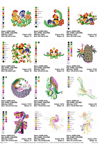 Matriz De Bordado Mega Pacote Aves 302 Desenhos