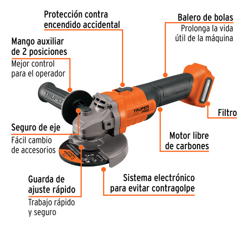 Esmeriladora Angular Inal. 4-1/2 , 20v, S/accesorios 103255