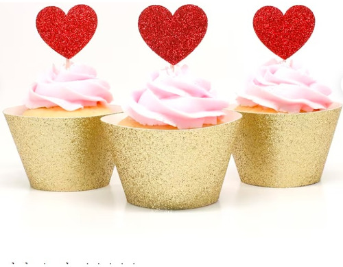 Toppers De Corazones En 3d -tortas, Cupcakes Y Muffins X 20 