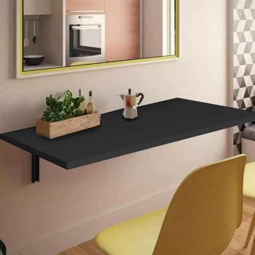 Imagem 3 de 5 de Mesa Dobravel Parede Retrátil Articulada 90x45cm Preta
