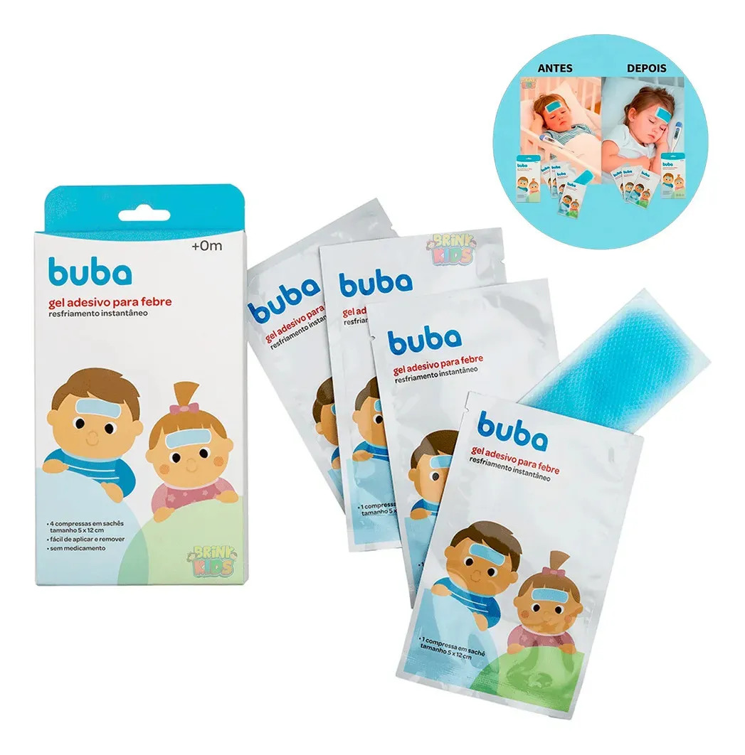 Kit 4 Compressa Em Gel Adesivo Para Aliviar A Febre Buba