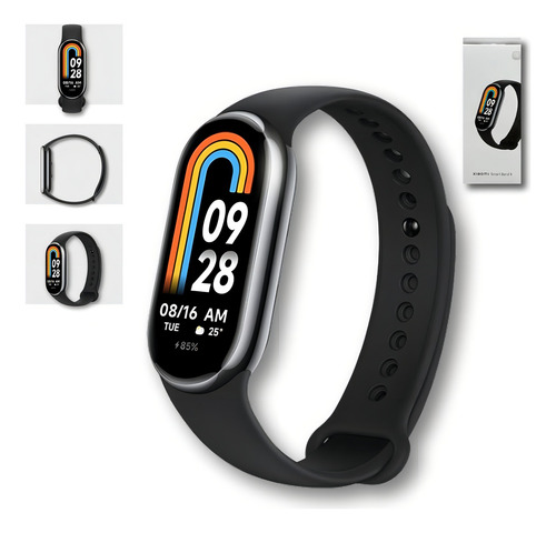 Relógio Xiaomi Mi Band Smart 8 Aprova D'agua Com Caixa Preto Pulseira Preto