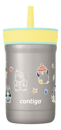 Termo Botella 12oz Para Niños Con Popote Acero Inox Leighton