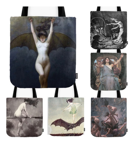  Bolsa Tela Brujas Tote Bag Arte Mujeres Circe Vampira Witch Color The Bat Woman