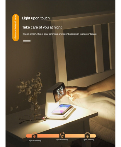 Despertador Con Carga Inalámbrica Y Luces Regulables Digti