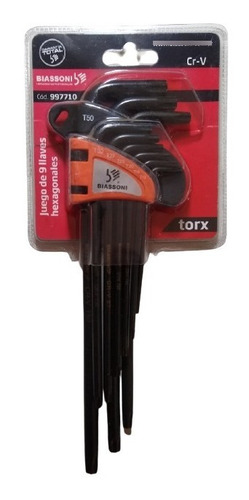 Juego De Llaves Hexagonales Torx 9 Piezas Biassoni