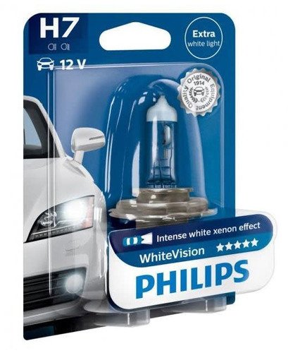 Lampara Philips 12v 55w H7 White Vision 60% + Luz