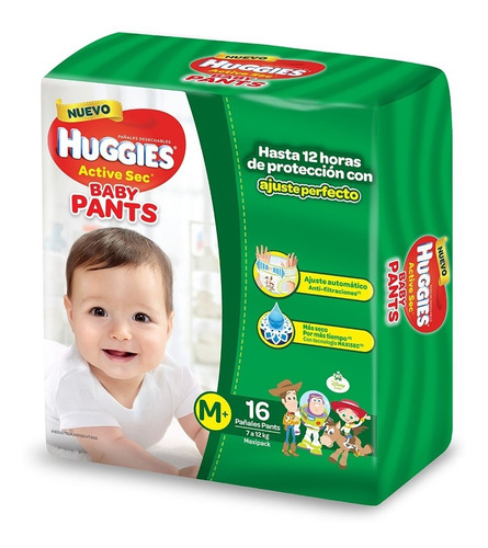 Pañales Huggies Active Sec Baby Pants M 16 Unid G 14 Unid