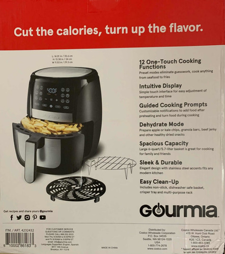 Imagen 4 de 4 de Freidora De Aire Gourmia 6 Qt / 5,7 Litros