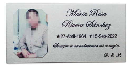 Placa Impresa Urnas Nichos 10x5 Cm Recta, Redondo O Bisel