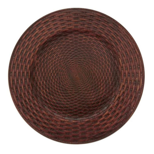 Jogo Com 6 Sousplat Redondo Rattan Bronze 33 Cm Mimo Style