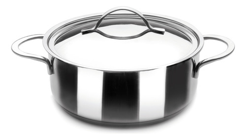 Cacerola De Acero Inox Con Tapa Noah (28 Cm) Marca Ibili Color Plateado