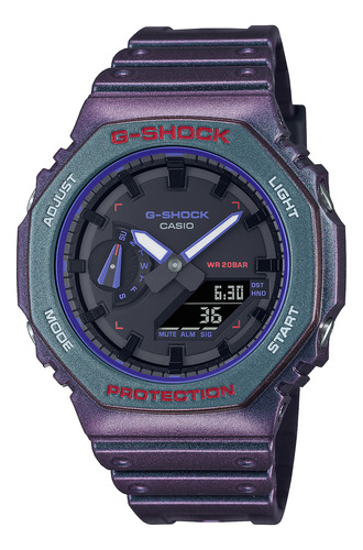 Reloj G-shock Ga-2100ah-6a Carbono/resina Hombre Purpura/ver