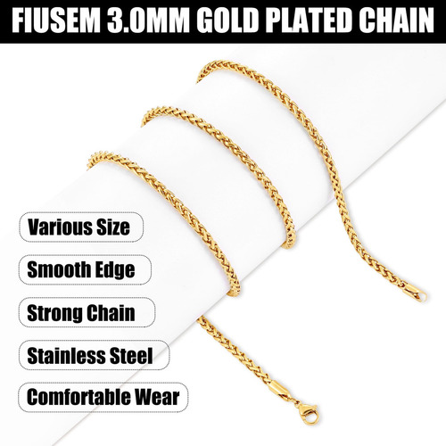 Sjx Collar De Cadena De Trigo Chapado En Oro Fiusem For