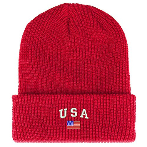 Gorro De Punto Con Bandera Estadounidense Y Bordado De Usa