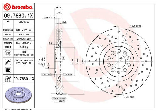 Disco De Freno / Vw Jetta Glx Vr6 2002 Delantero Ventilado