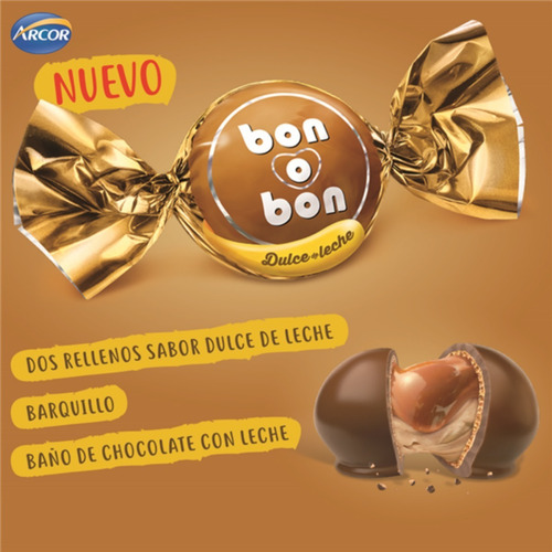 Imagen 3 de 10 de Bombon Bon O Bon Relleno Dulce De Leche. Caja X 192g