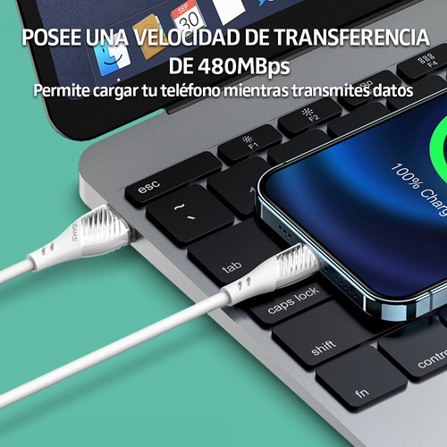 Cable Carga Usb A Tipo C Silicona Liquida Usams Sj494 3a 1m Color Verde claro