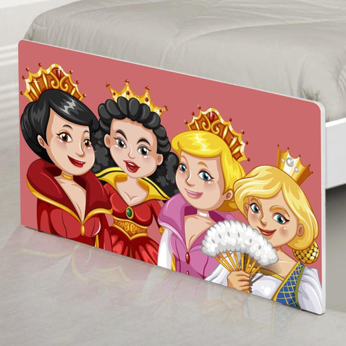 Cama Solteiro Adesivada Princesas Medievais Com Colchão Cor Branco
