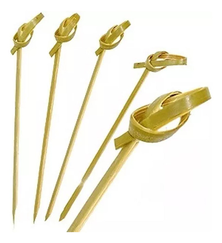 150 Espeto Enfeite De Bambu Nó 9cm Evento Lanches Coquetel