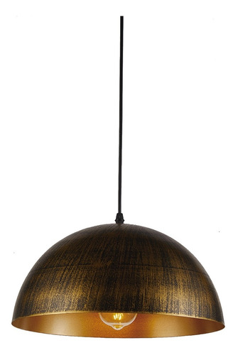 Lámpara Colgante E-27 Diseño Cúpula Dorado Vintage Hbled