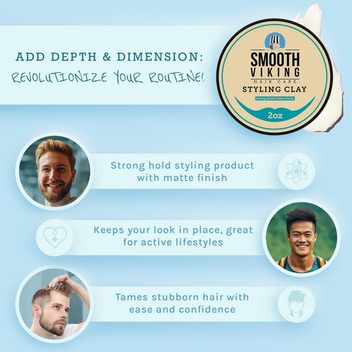 Arcilla Para El Cabello Smooth Viking Strong Hold, Acabado M