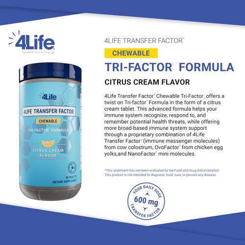 Suplemento 4life Transfer Factor Mastigável Tri-factor 90 Ta