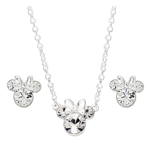 Collar De Minnie Mouse De Cristal Para Mujer, Aretes Chapad.