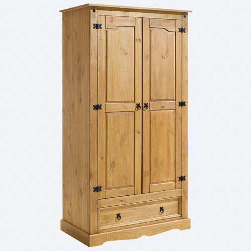 Guarda Roupa Madeira 2 Portas 1 Gaveta Armário Rustico