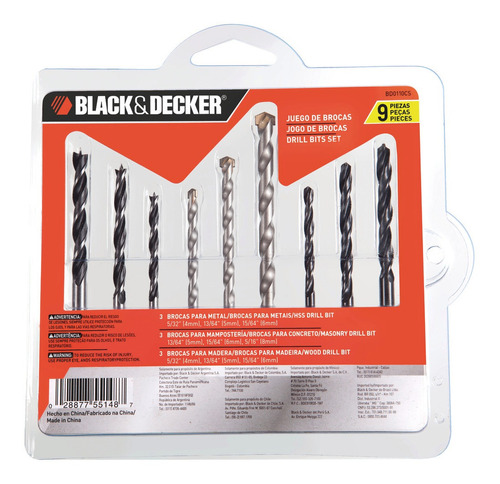 Juego De Brocas  Para Metal / Mad/conc 9 Pzas  Black&decker