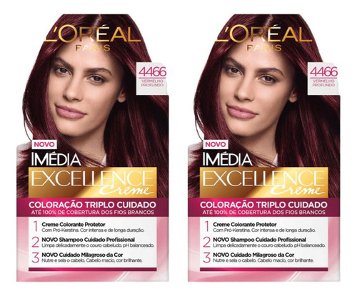 Coloraçao Imedia 4466 Vermelho Profundo - Kit C/ 2un