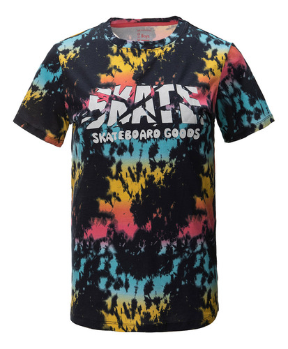 Polera Tie Dye Print Pecho Negro Niño Fashion's Park