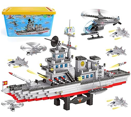 Battleship Building Block Sets With Storage Box,1163pcs, War