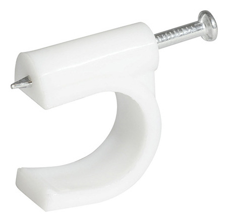 Grapa Para Cable Coaxial 16 Mm, Color Blanco, 20 Piezas Surt
