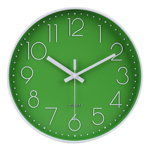 Reloj De Pared Jomparis, Abs, Diámetro 30 Cm, Verde Y Blanco