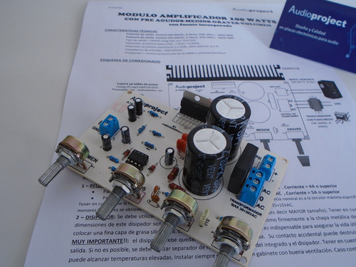 Imagen 3 de 8 de Modulo Amplificador Mono 100 Watts Con Pre - Audioproject