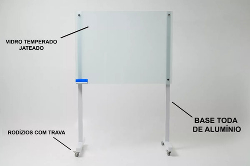 Lousa De Vidro Com Suporte Móvel Com Rodinha Grande 120x90cm