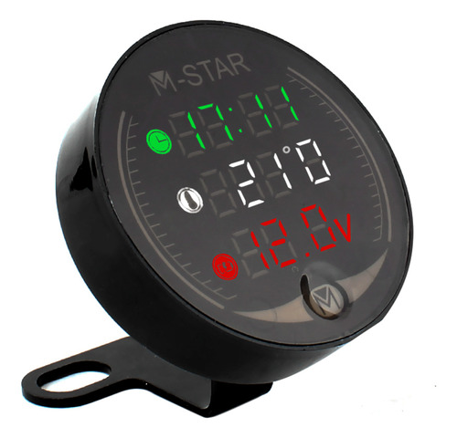 Tester Digital Led.en.moto Atv Voltímetro+reloj+termómetro