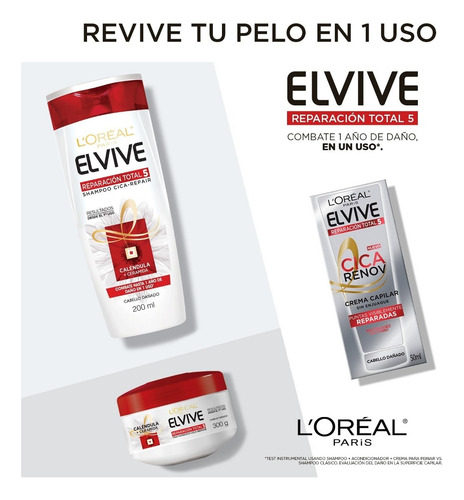Imagen 5 de 5 de Shampoo Reparacion Total 5 Cica X200ml Elvive Loreal Paris