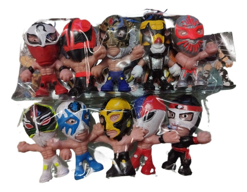 10 Mini Muñecos Luchadores Diferentes Plástico Rígido Sk1