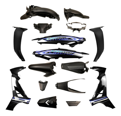 Kit De Plasticos Completo Para Yamaha Crypton T110 Negro Mtc